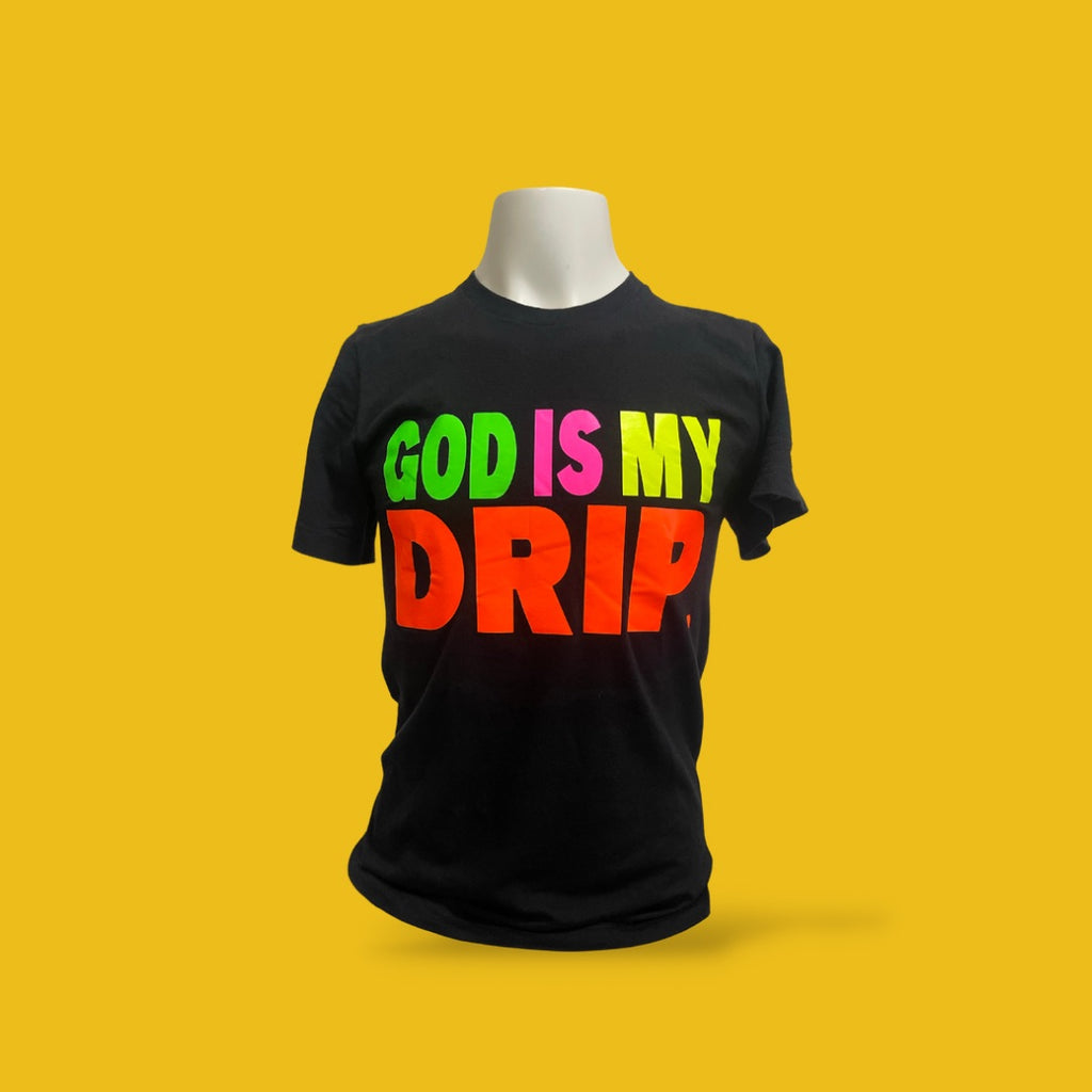 Highlight My Life Drip (fluorescent green, pink, yellow & orange) Short Sleeve GODISMYDRIP T-Shirt