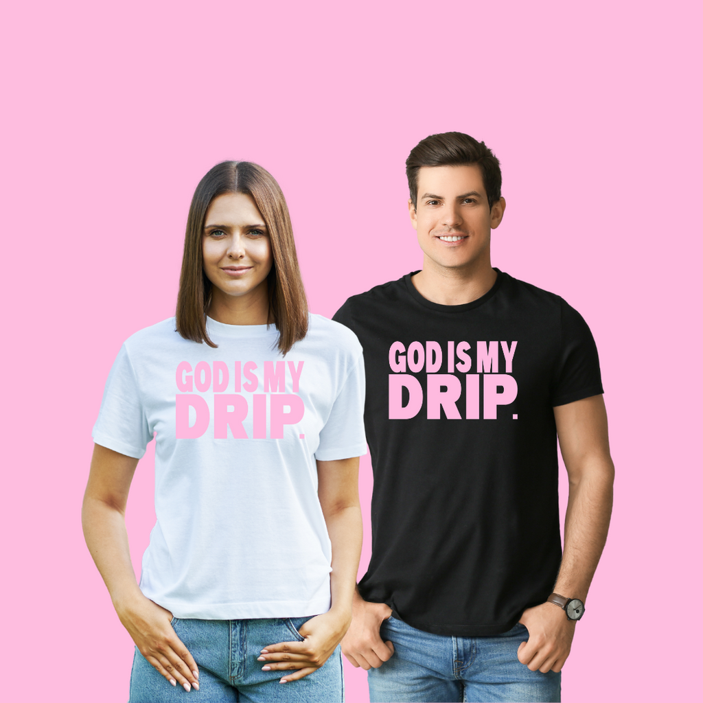 Think Pink Drip (shits/black & pink) Short Sleeve GODISMYDRIP T-Shirt